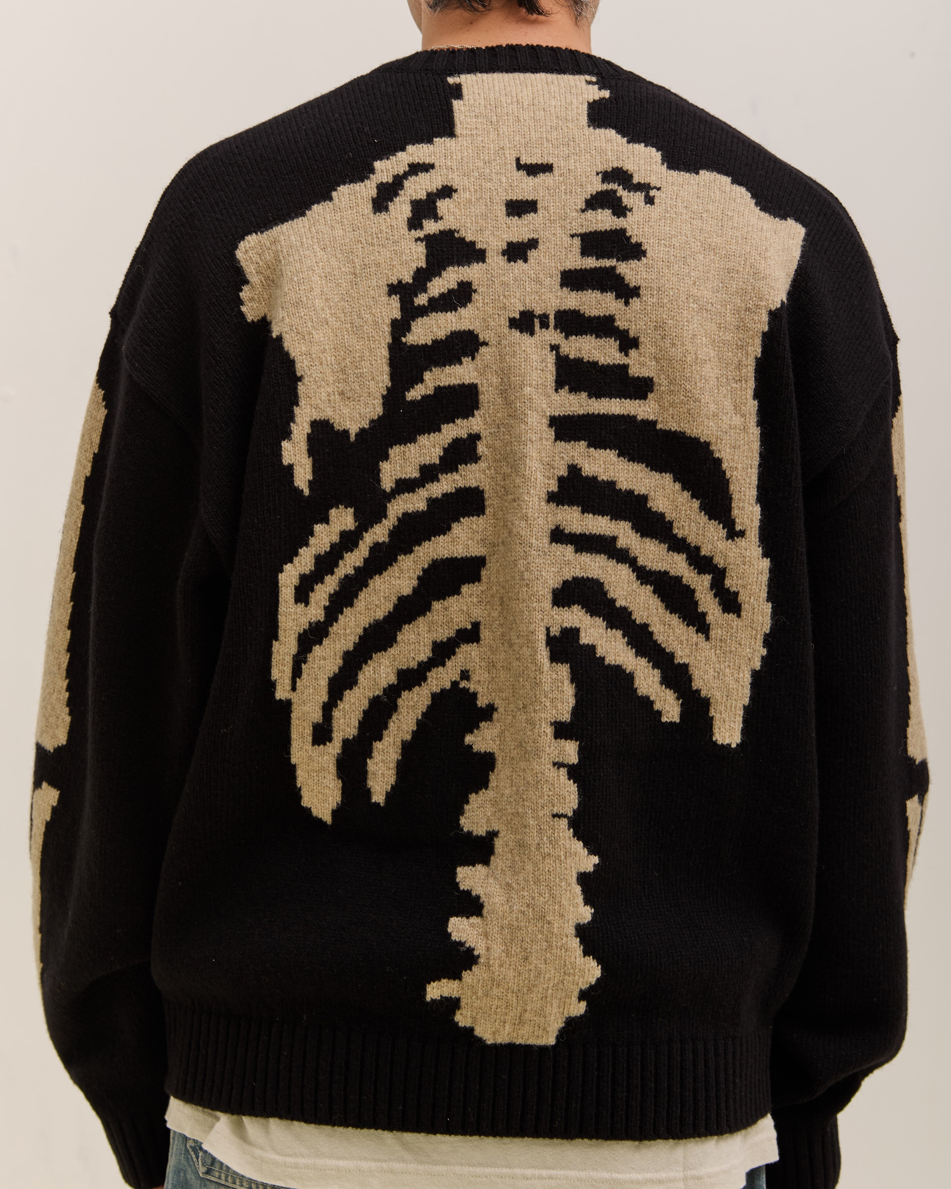 Kapital 5G Wool Bone Crew Sweater, Black – Glasswing