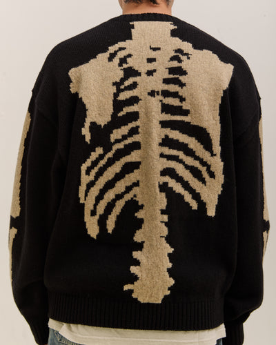 Kapital 5G Wool Bone Crew Sweater, Black