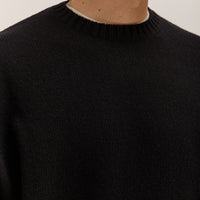 Kapital 5G Wool Bone Crew Sweater, Black
