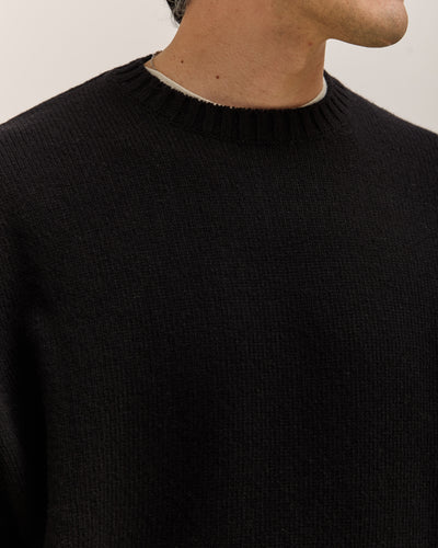 Kapital 5G Wool Bone Crew Sweater, Black