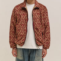 Kapital Yosemite Arabesque Fleece Zip Blouson Unisex, Beige & Red