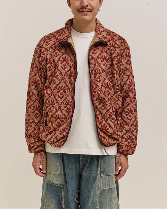 Kapital Yosemite Arabesque Fleece Zip Blouson Unisex, Beige & Red