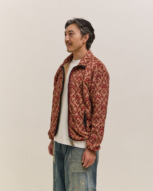 Kapital Yosemite Arabesque Fleece Zip Blouson Unisex, Beige & Red
