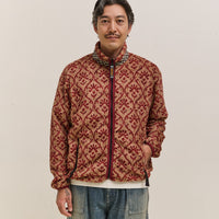 Kapital Yosemite Arabesque Fleece Zip Blouson Unisex, Beige & Red