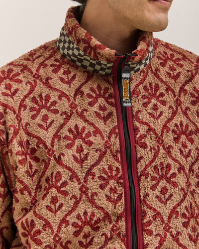 Kapital Yosemite Arabesque Fleece Zip Blouson Unisex, Beige & Red