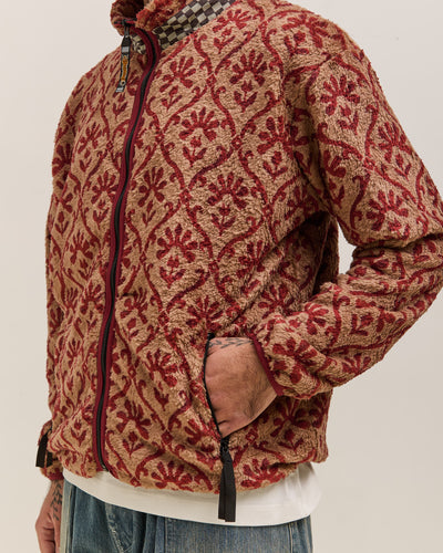 Kapital Yosemite Arabesque Fleece Zip Blouson Unisex, Beige & Red