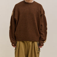 Kapital 5G Wool Bone Crew Sweater Unisex, Brown