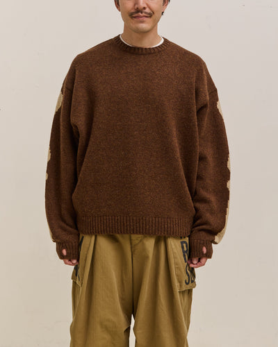 Kapital 5G Wool Bone Crew Sweater Unisex, Brown