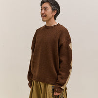 Kapital 5G Wool Bone Crew Sweater Unisex, Brown