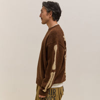 Kapital 5G Wool Bone Crew Sweater Unisex, Brown