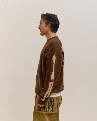 Kapital 5G Wool Bone Crew Sweater Unisex, Brown