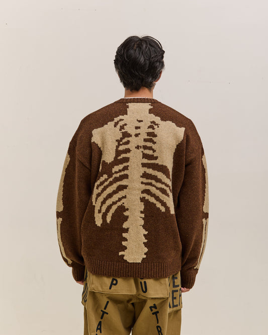 Kapital 5G Wool Bone Crew Sweater Unisex, Brown