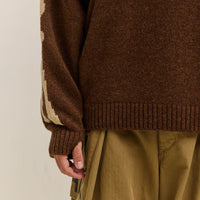 Kapital 5G Wool Bone Crew Sweater Unisex, Brown