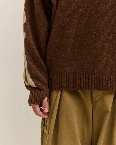 Kapital 5G Wool Bone Crew Sweater Unisex, Brown