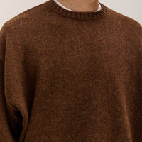 Kapital 5G Wool Bone Crew Sweater Unisex, Brown