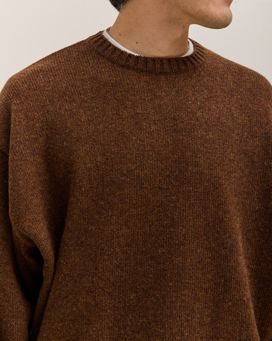 Kapital 5G Wool Bone Crew Sweater Unisex, Brown