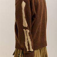 Kapital 5G Wool Bone Crew Sweater Unisex, Brown