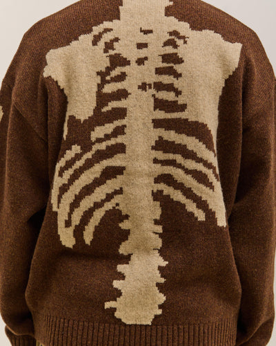 Kapital 5G Wool Bone Crew Sweater Unisex, Brown
