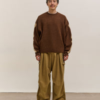 Kapital 5G Wool Bone Crew Sweater Unisex, Brown