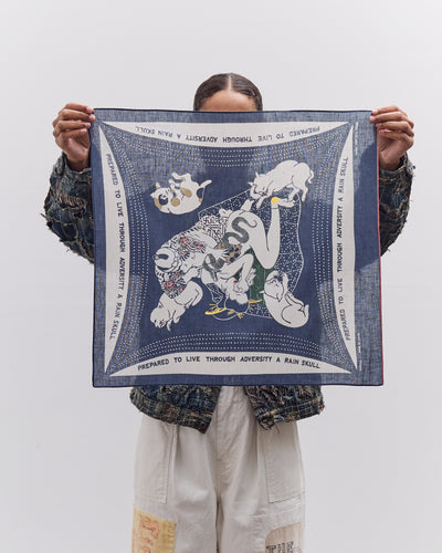 Kapital Rainskull No Woman No Cry Bandana, Navy/White