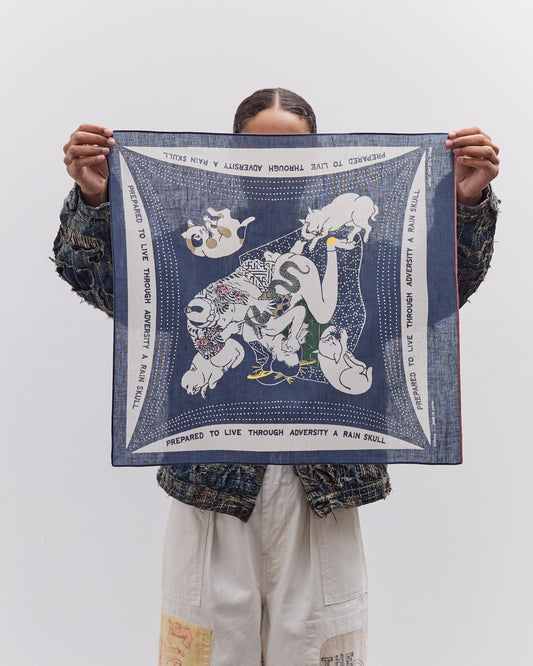 Kapital Rainskull No Woman No Cry Bandana, Navy/White