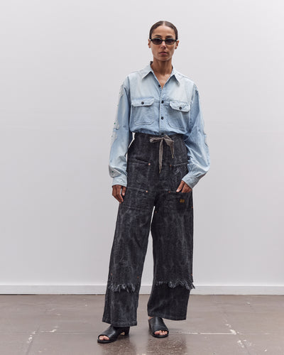 Kapital Chambray 2TONES BONE Patch Ventilator Workshirt, Sax