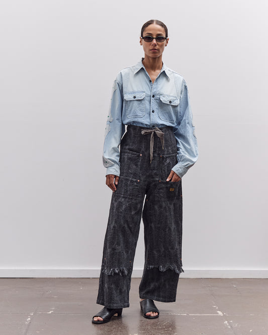 Kapital Chambray 2TONES BONE Patch Ventilator Workshirt, Sax