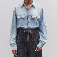 Kapital Chambray 2TONES BONE Patch Ventilator Workshirt, Sax