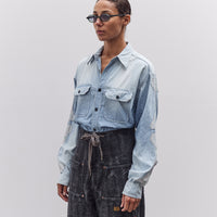 Kapital Chambray 2TONES BONE Patch Ventilator Workshirt, Sax
