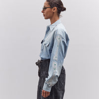 Kapital Chambray 2TONES BONE Patch Ventilator Workshirt, Sax