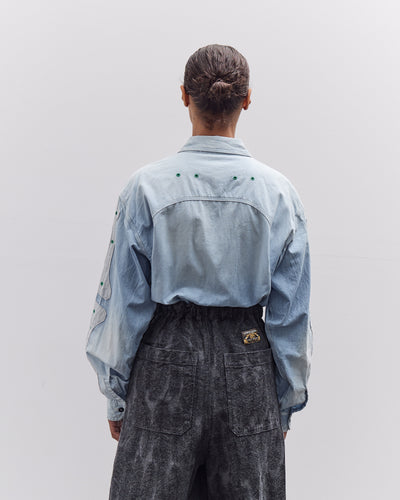 Kapital Chambray 2TONES BONE Patch Ventilator Workshirt, Sax