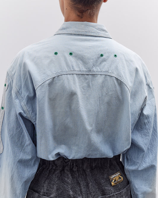 Kapital Chambray 2TONES BONE Patch Ventilator Workshirt, Sax