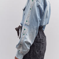 Kapital Chambray 2TONES BONE Patch Ventilator Workshirt, Sax