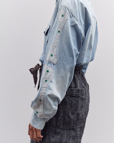 Kapital Chambray 2TONES BONE Patch Ventilator Workshirt, Sax