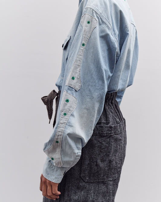 Kapital Chambray 2TONES BONE Patch Ventilator Workshirt, Sax