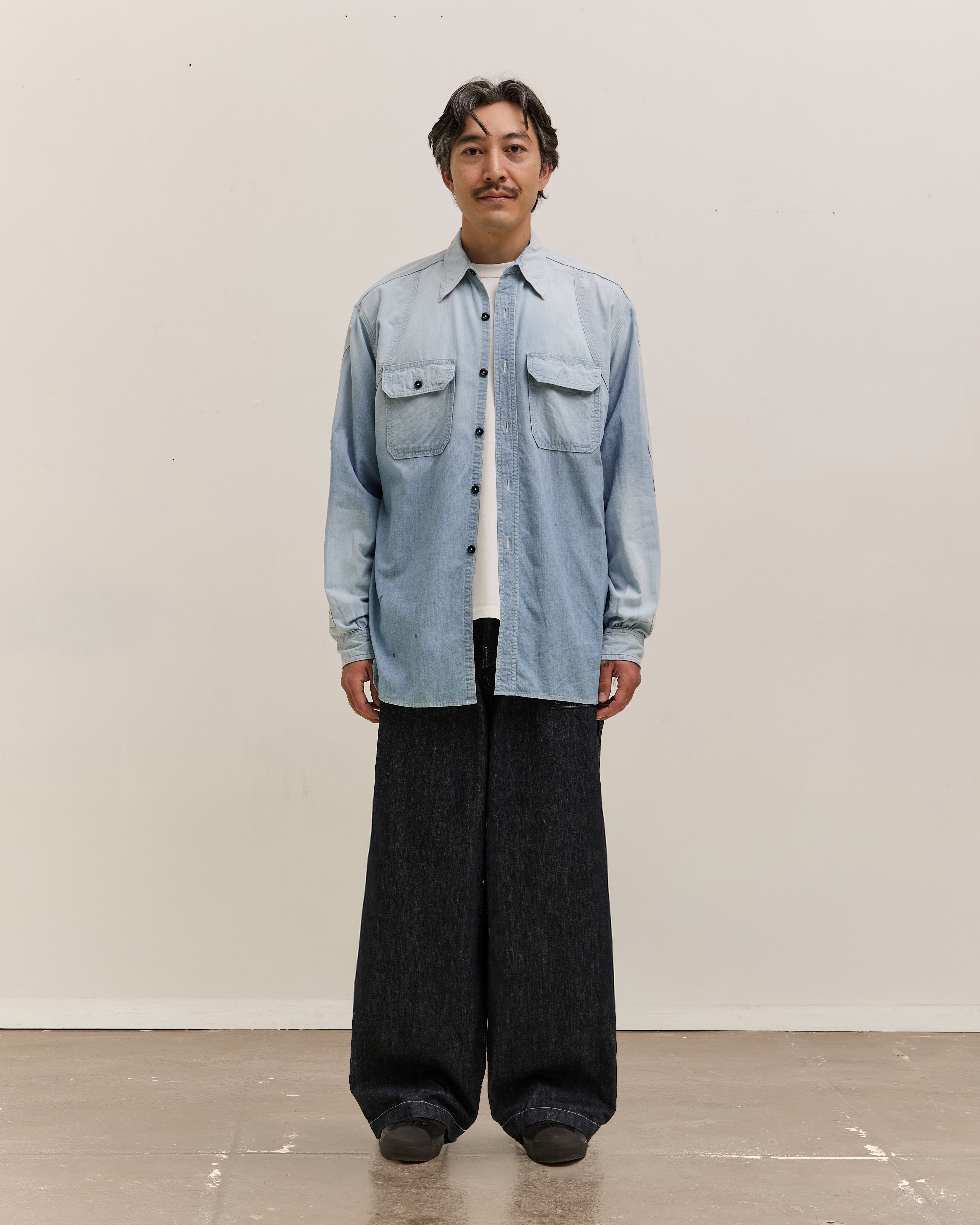 Kapital Chambray 2TONES BONE Patch Ventilator Workshirt Unisex