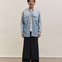 Kapital Chambray 2TONES BONE Patch Ventilator Workshirt, Sax