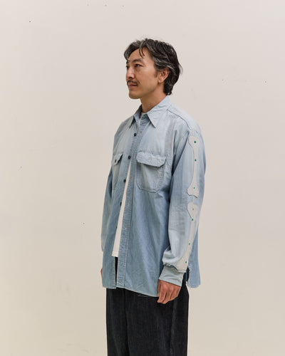 Kapital Chambray 2TONES BONE Patch Ventilator Workshirt, Sax
