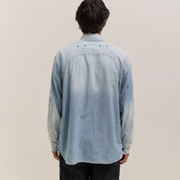 Kapital Chambray 2TONES BONE Patch Ventilator Workshirt, Sax