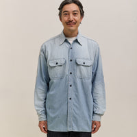 Kapital Chambray 2TONES BONE Patch Ventilator Workshirt, Sax