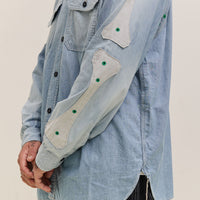 Kapital Chambray 2TONES BONE Patch Ventilator Workshirt, Sax