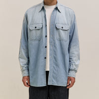 Kapital Chambray 2TONES BONE Patch Ventilator Workshirt, Sax