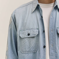 Kapital Chambray 2TONES BONE Patch Ventilator Workshirt, Sax
