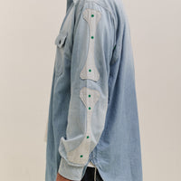 Kapital Chambray 2TONES BONE Patch Ventilator Workshirt, Sax