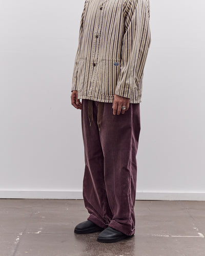 Kapital Corduroy Easy Trousers With Center Pleats Unisex, Burgundy
