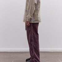 Kapital Corduroy Easy Trousers With Center Pleats Unisex, Burgundy
