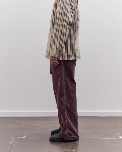 Kapital Corduroy Easy Trousers With Center Pleats Unisex, Burgundy