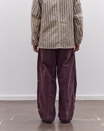 Kapital Corduroy Easy Trousers With Center Pleats Unisex, Burgundy