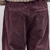 Kapital Corduroy Easy Trousers With Center Pleats Unisex, Burgundy