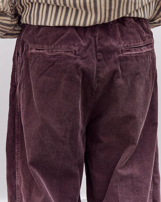 Kapital Corduroy Easy Trousers With Center Pleats Unisex, Burgundy